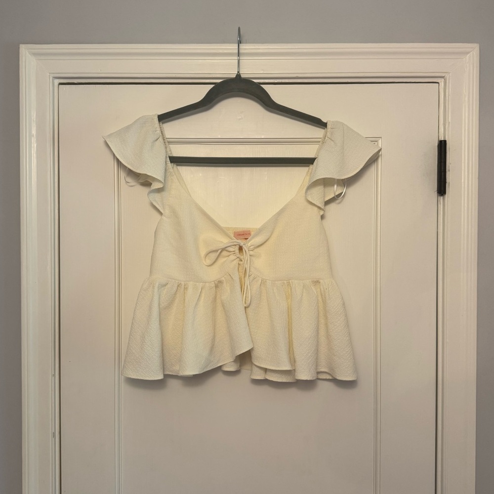 Urban Outfitters Cream Ruffle Blouse